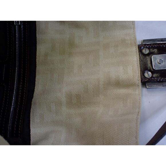 Fendi Zucca Baguette Bag White Silver Vintage Shoulder Purse FF Logo w/dustbag - Picture 14 of 16